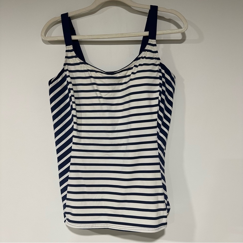 Lands’ End Navy Cream Striped Tankini Top 14 Nautical Swimsuit